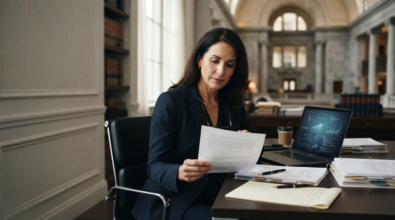 Attorney reviewing AI-generated court filings and legal citations in 2026