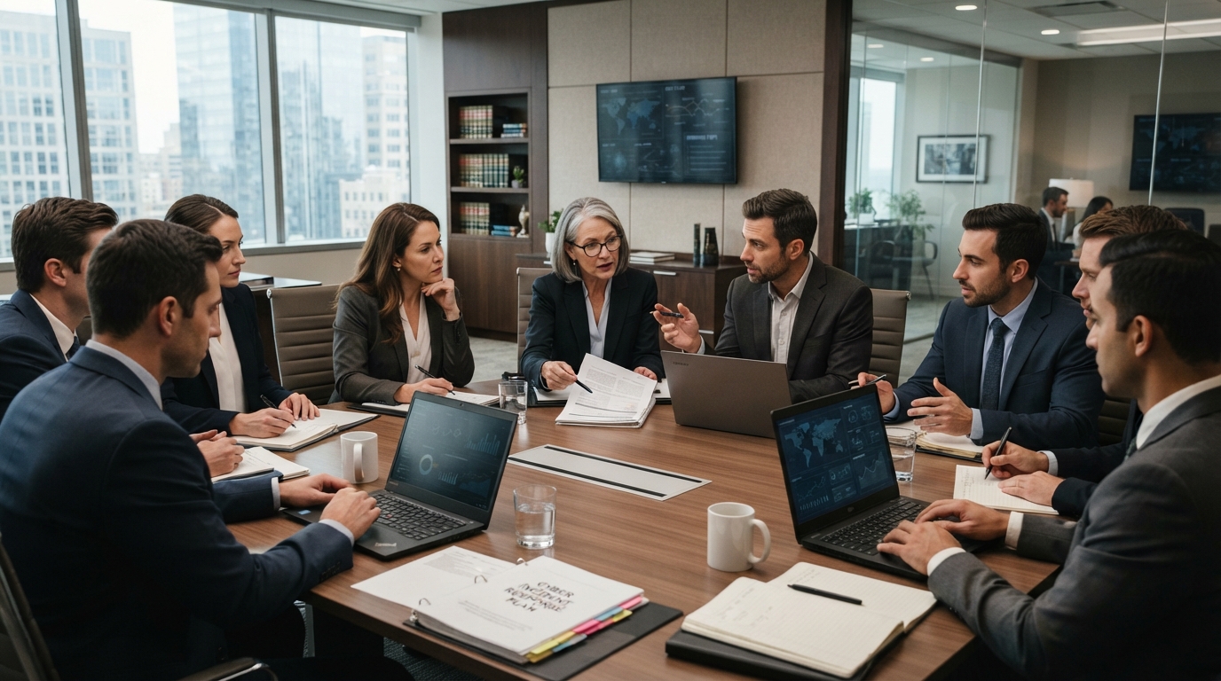Law firm team reviewing a cybersecurity incident response plan